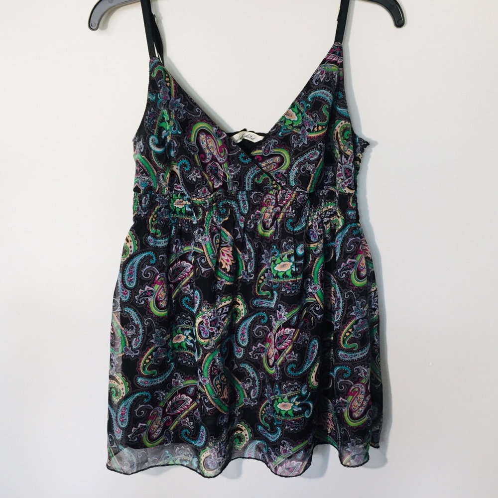 Derek Heart Spaghetti Strap Paisley Tank Top Sz L